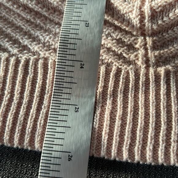 Chaps Pink V Neck Knitted Sweater with Silver Shimmers Size Large NWT - Picture 9 of 12